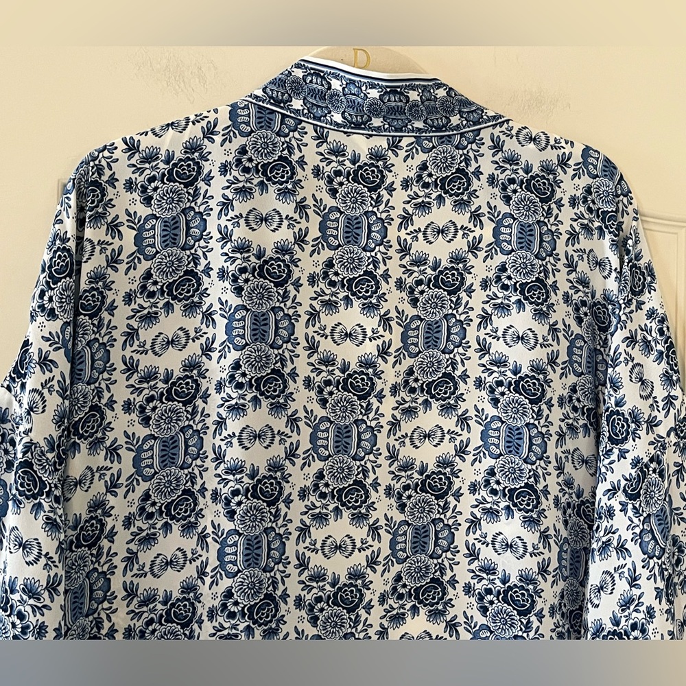 New! Max Studio Designer Blue & White Printed Kimono Cardigan size 2X - Picture 3 of 16